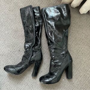 Miu Miu Shiny Black Heeled Boots